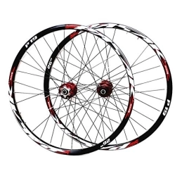 ZFF Mountain Bike Wheel ZFF Mountain Bike 26 / 27.5 / 29in Wheelset MTB Front & Rear Wheel Double Wall QR Disc Brake 7-11Speed Cassette Freewheel 32H (Color : Red, Size : 26in)