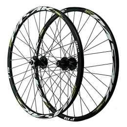 ZFF Mountain Bike Wheel ZFF Mountain Bike MTB Wheelset 26 / 27.5 / 29 Inch Alloy Disc Brake Sealed Bearing Quick Release Bicycle Wheel 7-12 Speed Cassette Freewheel 32holes Rim (Color : Green, Size : 26in)