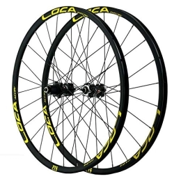 ZFF Mountain Bike Wheel ZFF Mountain Bike Rims Wheelset, 26 / 27.5 / 29 Inch Mtb Bicycle Aluminum Wheelset Quick Release Disc Brake 24 Holes Small Spline 12 Speed (Color : Yellow, Size : 26in)