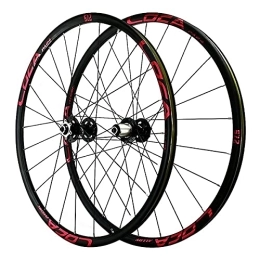 ZFF Mountain Bike Wheel ZFF Mountain Bike Wheelset 26" / 27.5" / 29", Disc Brake MTB Wheelset For 7-12 Speed Cassette, Double Wall Aluminum Alloy Rim Bicycle Wheels Quick Release, 24H (Color : Red, Size : 26in)