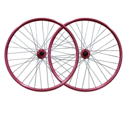 ZFF Mountain Bike Wheel ZFF Mountain Bike Wheelset 26 Inch Quick Release Bicycle Front + Rear Wheels Aluminum Alloy Double Wall Rim Disc Brake 7 8 9 Speed (Color : Pink)