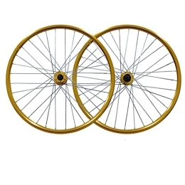 ZFF Mountain Bike Wheel ZFF MTB 26 Inch Mountain Bike Wheelset Quick Release Bicycle Front Rear Wheels Aluminum Alloy Double Wall Rim Disc Brake 7 8 9 Speed 32 Holes (Color : Gold)