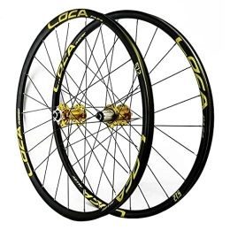 ZFF Mountain Bike Wheel ZFF MTB Wheelset 26 / 27.5 / 29, Front&Rear 100 / 135mm QR Bicycle Wheel Set, Aluminum Rim Mountain Bike Wheels Disc Brake Fit 7-11 Speed Cassette Freewheel (Color : Gold, Size : 27.5in)