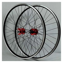 ZFF Mountain Bike Wheel ZFF Mtb Wheelset 26 Inch, Double Wall Aluminum Alloy QR Disc / V-Brake Cycling Bicycle Wheels 32 Hole Rim 7 / 8 / 9 / 10 / 11 Speed Cassette (Color : Red hub)