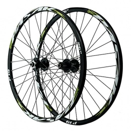 ZFF Mountain Bike Wheel ZFF Oksmsa Mountain Bike Wheelset 26 / 27.5 / 29 Inch MTB Bicycle Rear Wheel Double Walled Aluminum Alloy Rim Disc Brake Quick Release 7 / 8 / 9 / 10 / 11 / 12 Speed (Color : Green, Size : 26in)