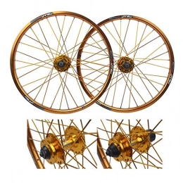 ZNND Mountain Bike Wheel ZNND 20inch Bicycle Wheelset, Double Wall MTB Rim Quick Release V-Brake Hybrid / Mountain Bike Hole Disc 7 8 9 10 Speed (color : Gold)