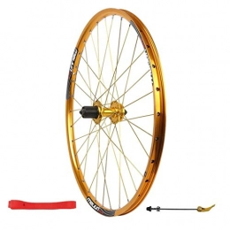 ZNND Mountain Bike Wheel ZNND 26in MTB Bike Rear Wheel, Double Wall Mountain Rim Quick Release V-Brake Hybrid / Mountain Bike Disc 7 8 9 10 Speed (color : Gold)