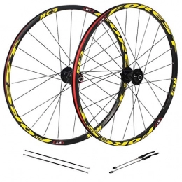ZNND Mountain Bike Wheel ZNND 27.5 Inch Bike Wheelset All-aluminum Hub Mountain Bike Disc Brake Wheel Quick Release Barrel Shaft 7, 8, 9, 10 SPEED (Color : Yellow, Size : 26inch)