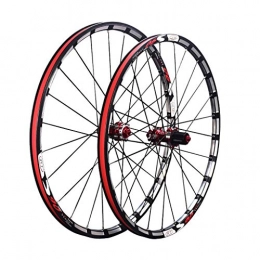 ZWB Mountain Bike Wheel ZWB 26 Inch Bike Wheelset, Mtb Cycling Wheels 27.5 Inch Mountain Bike Quick Release 5 Palin Bearing 7 8 9 10 11 Speed (Color : S60 Red Black wheel set, Size : 26 in)