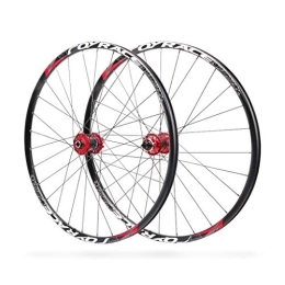 ZWB Mountain Bike Wheel ZWB Mountain Bike Wheel Set 26 / 27.5 Inch Alloy Mountain Disc Double Wall Quick Release Disc Brake Carbon Fiber Hub 24 Holes 7-8-9-10 Speed (Color : Black red, Size : 27.5 in)