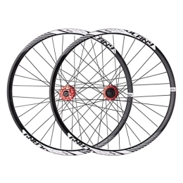 ZYHDDYJ Mountain Bike Wheel ZYHDDYJ Bicycle Wheelset 26 27.5 29 Inch Bicycle Wheelset Disc Brake Mountain Bike Wheel Set Aluminum Alloy Double Layer Rim 32H Front Rear Wheel American Valve (Color : Red hub, Size : 26 inch)