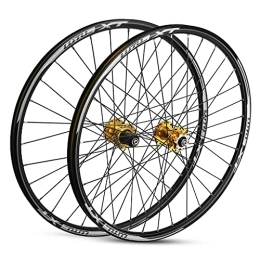 ZYHDDYJ Mountain Bike Wheel ZYHDDYJ Bicycle Wheelset 26 / 27.5 / 29 Inch Bike Wheel Mountain Bike Wheelset MTB Rim Aluminum Alloy Quick Release Disc Brake 32H 7-11 Speed Cassette (Color : Gold, Size : 26INCH)