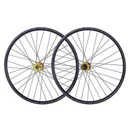 ZYHDDYJ Mountain Bike Wheel ZYHDDYJ Bicycle Wheelset 26 27.5 29 Inch Mountain Bike Wheelset Bicycle Wheel Double Layer Aluminum Alloy 32H For 8-11 Speed Freewheel 120 Sounds (Color : Gold hub, Size : 29 inch)