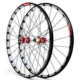 ZYHDDYJ Mountain Bike Wheel ZYHDDYJ Bicycle Wheelset 26 27.5 29 Inch MTB Bike Wheelset Mountain Bike Wheel Set Aluminum Alloy Rim Red Front Rear Wheels For 7-12 Speed 24H QR (Size : 26 INCH)