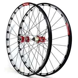 ZYHDDYJ Mountain Bike Wheel ZYHDDYJ Bicycle Wheelset 26 27.5 29 Inch MTB Bike Wheelset Mountain Bike Wheel Set Aluminum Alloy Rim Red Front Rear Wheels For 7-12 Speed 24H QR (Size : 27 INCH)