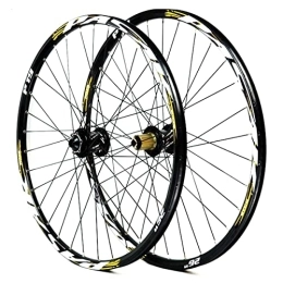 ZYHDDYJ Mountain Bike Wheel ZYHDDYJ Bicycle Wheelset 26" 27.5" 29" MTB Wheelset Aluminum Alloy Mountain Bike Wheelsets Disc Brake Barrel Shaft 32 Holes For 7 8 9 10 11 Speed (Color : Yellow, Size : 27.5 INCH)