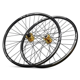 ZYHDDYJ Mountain Bike Wheel ZYHDDYJ Bicycle Wheelset 26" Bicycle Wheelset MTB Mountain Bike Wheelset Front Rear Wheels Wheel Set For 7-11 Speed Quick Release Aluminum Alloy Rim Disc Brake (Color : Gold)