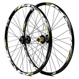 ZYHDDYJ Mountain Bike Wheel ZYHDDYJ Bicycle Wheelset 26 Inch 27.5" 29 Er MTB Bike Wheelset Aluminum Alloy Disc Brake Mountain Cycling Wheels Barrel Shaft For 7 8 9 10 11 Speed (Color : Yellow, Size : 26 INCH)