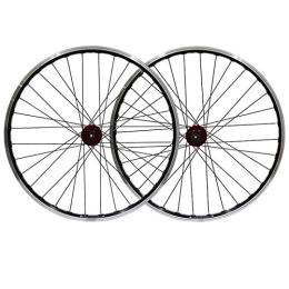 ZYHDDYJ Mountain Bike Wheel ZYHDDYJ Bicycle Wheelset 26 Inch Bicycle Wheels Set Mountain Bike Wheelset 32 Hole Disc Brake V Brake Dual Purpose Quick Release Double Layer Rim 7-8-9 Speed Wheel (Color : Red Hub)