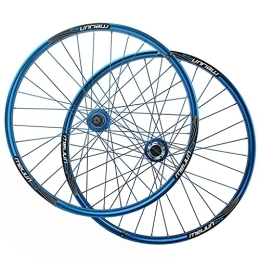 ZYHDDYJ Mountain Bike Wheel ZYHDDYJ Bicycle Wheelset 26 Inch Bike Wheels, Front + Rear Bicycle Wheelset Disc Brake Quick Release 32H Double Wall MTB Wheels Cycling Rim For 7 8 9 10 Speed Cassette (Color : Blue)