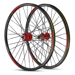 ZYHDDYJ Mountain Bike Wheel ZYHDDYJ Bicycle Wheelset 26 Inch Bike Wheelset Cycling Wheels Mountain Bike Disc Brake Wheel Set Aluminum Alloy Disc Brake 120 Sounds Quick Release For 7 8 9 10 11 Speed Red