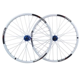 ZYHDDYJ Mountain Bike Wheel ZYHDDYJ Bicycle Wheelset 26 Inch Bike Wheelset Double Wall MTB Rim Bicycle Front Rear Wheel 32H Quick Release For 7 8 9 10 Speed Cycling Cassette Flywheels (Color : White)