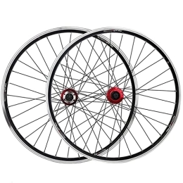 ZYHDDYJ Mountain Bike Wheel ZYHDDYJ Bicycle Wheelset 26 Inch Bike Wheelset MTB 32 Spokes 7 / 8 / 9 Speed Flywheel Aluminum Alloy Double Layer Disc Brake Rim Ball Bearing Schrader Valve (Color : Black A)