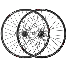 ZYHDDYJ Mountain Bike Wheel ZYHDDYJ Bicycle Wheelset 26 Inch Bike Wheelset MTB Aluminum Alloy Double Layer Disc Brake Rim 7-9 Speed Flywheel 32 Spokes Ball Bearing (Color : Black A)