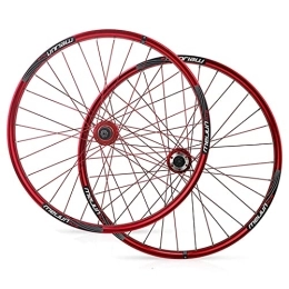ZYHDDYJ Mountain Bike Wheel ZYHDDYJ Bicycle Wheelset 26 Inch Mountain Bike Wheelset Bicycle Wheel Disc Brake Double Wall Aluminum Alloy Quick Release 7 / 8 / 9 / 10 Speed Flywheel 32 Hole (Color : Red)