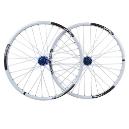 ZYHDDYJ Mountain Bike Wheel ZYHDDYJ Bicycle Wheelset 26 Inch Mountain Bike Wheelset Disc Brake Front Rear Wheel Set 32 Hole Bicycle Wheels Double Wall MTB Rim Quick Release 7 8 9 10 Speed (Color : White)