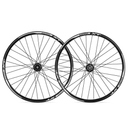 ZYHDDYJ Mountain Bike Wheel ZYHDDYJ Bicycle Wheelset 26 Inch MTB Bike Wheelset Aluminum Alloy Disc Brake Mountain Cycling Wheels For 7 8 9 10 11 Speed Quick Release Front Rear Wheels 32H (Color : Black)