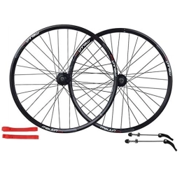 ZYHDDYJ Mountain Bike Wheel ZYHDDYJ Bicycle Wheelset 26 Mountain Bike Wheelset, MTB Bicycle Wheel Set Double Layer Alloy Rim Disc Brake Front And Rear 32 Hole 7 8 9 10 Speed Quick Release (Color : Black)