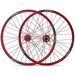 ZYHDDYJ Mountain Bike Wheel ZYHDDYJ Bicycle Wheelset 26" Mountain Bike Wheelsets MTB Bicycle Wheels Aluminum Alloy Rim Disc Brake Quick Release For 7 8 9 10 Speed Cassette 32H (Color : Red)