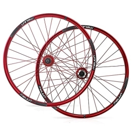 ZYHDDYJ Mountain Bike Wheel ZYHDDYJ Bicycle Wheelset 26Inch Bike Wheel Mountain Bike Wheelset MTB Rim Aluminum Alloy Quick Release Disc Brake 32H 7-10 Speed Cassette (Color : Red)