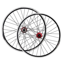 ZYHDDYJ Mountain Bike Wheel ZYHDDYJ Bicycle Wheelset 26inch MTB Mountain Bike Wheelset 7 8 9 10 Speed Hubs Disc / V Brake Aluminum Alloy Bicycle Wheel Set Black Rim Red Hub