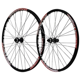 ZYHDDYJ Mountain Bike Wheel ZYHDDYJ Bicycle Wheelset 27.5 Inch Bicycle Wheel Disc Brake Quick Release Bike Wheelset Center Locking Hub High Strength Double Wall MTB Rim For 7, 8, 9 Speed (Color : Red)