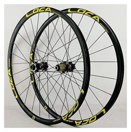 ZYHDDYJ Mountain Bike Wheel ZYHDDYJ Bicycle Wheelset Bicycle Front Rear Wheels 26 / 27.5 / 29in 700C Alloy Rim MTB Bike Wheelset 24H Disc Brake 8-12 Speed Thru Axle (Color : Yellow, Size : 26in)