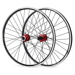 ZYHDDYJ Mountain Bike Wheel ZYHDDYJ Bicycle Wheelset Bicycle Wheelset 26inch MTB Mountain Bike Wheelset Aluminum Alloy Disc / V Brake Quick Release Black Rim Red Hub For 7-10 Speed 32H