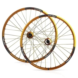 ZYHDDYJ Mountain Bike Wheel ZYHDDYJ Bicycle Wheelset Bicycle Wheelset MTB Mountain Bike Wheel 26inch Disc Brake Quick Release Aluminum Alloy Rim Supports 1.35-2.35 Tires (Color : Gold)