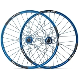 ZYHDDYJ Mountain Bike Wheel ZYHDDYJ Bicycle Wheelset Bike Wheelset 26" Double Wall MTB Mountain Bike Wheel Set Aluminum Alloy Rim Bicycle Hub For Ball Bearing Disc Brake 7 8 9 10 Speed Cassette (Color : Blue)