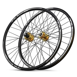 ZYHDDYJ Mountain Bike Wheel ZYHDDYJ Bicycle Wheelset Disc Brake MTB Bicycle Wheelset For 7-11 Speed 26 27.5 29 Inch Mountain Bike Wheel Quick Release Hub Rim Sealed Bearing 32H (Color : Gold, Size : 27.5INCH)