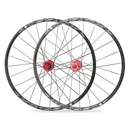 ZYHDDYJ Mountain Bike Wheel ZYHDDYJ Bicycle Wheelset Mountain Bike Wheelset MTB Bicycle Wheel 26 27.5 Inch Disc Brake 24 Holes Aluminum Alloy Rim 120 Sounds Barrel Shaft Quick Release (Color : Red, Size : 26 inch)