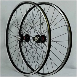 ZYHDDYJ Mountain Bike Wheel ZYHDDYJ Bicycle Wheelset MTB Bike Wheel 26 Inch Double Wall Alloy Rims Disc / V Brake Bicycle Wheelset QR Sealed Bearing Hubs 6 Pawls 7-11 Speed Cassette 24H (Color : Black)