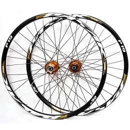 ZYHDDYJ Mountain Bike Wheel ZYHDDYJ Bicycle Wheelset MTB Bike Wheelset 26" 27.5inch 29er Mountain Bicycle Wheelset Disc Brakes For 7 8 9 10 11 Speed 32 Holes Aluminum Alloy Rim (Color : Gold, Size : 27 INCH)