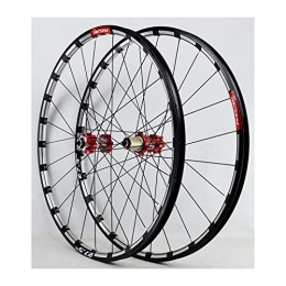 ZYHDDYJ Mountain Bike Wheel ZYHDDYJ Bicycle Wheelset MTB Front & Rear Wheel 7 / 8 / 9 / 10 / 11 / 12 Speed Freewheel Cassette Wheelset Aluminum Double Wall Disc Brake QR 24 H (Color : Red, Size : 26in)