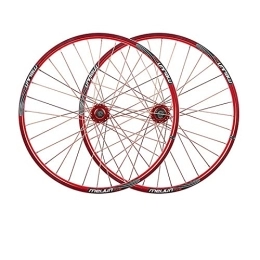 ZYHDDYJ Mountain Bike Wheel ZYHDDYJ Bicycle Wheelset Mtb Wheelset 26 Aluminum Alloy Rim 32 Holes Disc Brake Mountain Wheels Suitable For 7-9 Speed Flywheel Quick Release Axles Bicycle Accessory (Color : Red, Size : 26inch)
