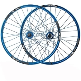 ZYHDDYJ Mountain Bike Wheel ZYHDDYJ Bicycle Wheelset MTB Wheelset 26 Inch Disc Brake 32 Holes Mountain Bike Wheels Aluminum Alloy Rim Quick Release Fit 7-8-9-10 Speed Cassette Ball Bearing (Color : Blue)