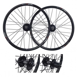 Zyy Mountain Bike Wheel Zyy 20inch Bicycle Wheelset, Double Wall MTB Rim Quick Release V-Brake Hybrid / Mountain Bike Hole Disc 7 8 9 10 Speed Brackets Hubs (Color : Black)