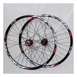 Zyy Mountain Bike Wheel Zyy 26'' 27.5" 29" Disc Brake mountain bicycle wheels Alloy Rim Cassette Hub Sealed Bearing QR MTB Bike Wheelset 32Holes 7-11 Speed (Color : Red, Size : 26inch)