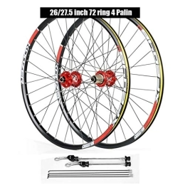 Zyy Mountain Bike Wheel Zyy 26 27.5 29 Inch MTB Bike Wheelset, Cycling Wheels Mountain Bike Disc Brake Quick Release 4 Palin Bearing 8 9 10 11 Speed Brackets Hubs (Color : Red, Size : 29inch)
